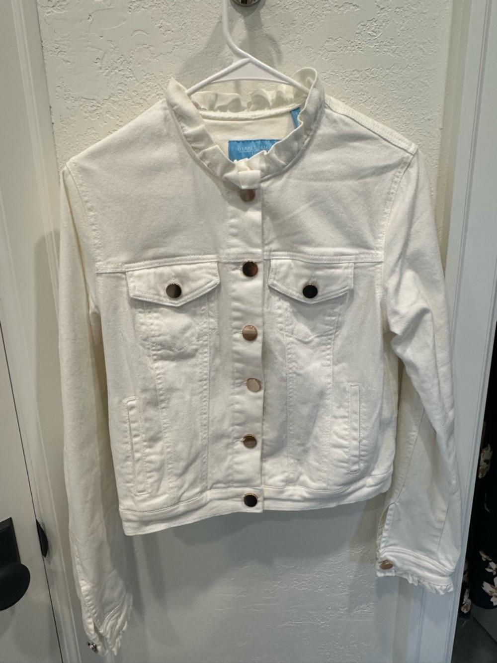 Draper James White Button-Front Jacket with Blue Label